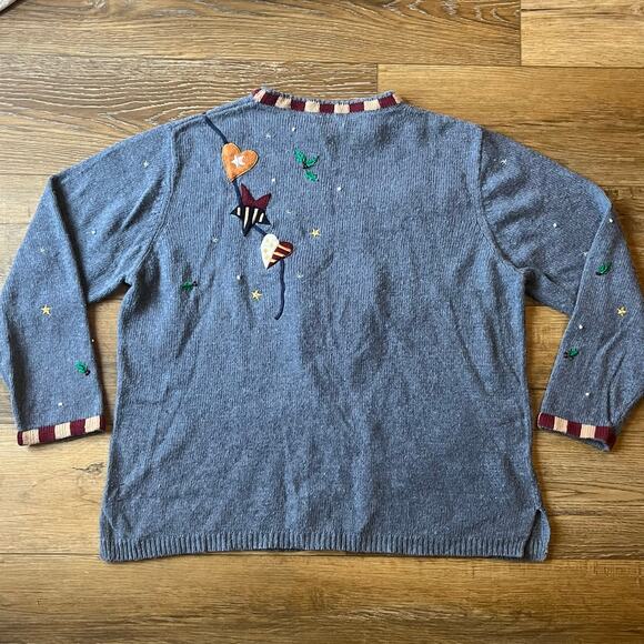 VTG Designer Originals Studio Joy Holiday Snowman Sweater XL Rustic Country Xmas - Picture 3 of 6